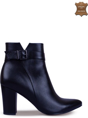 7AdımdaAşk Kadın Topuklu Bot Hakiki Deri Ayakkabı 052Y24K10031