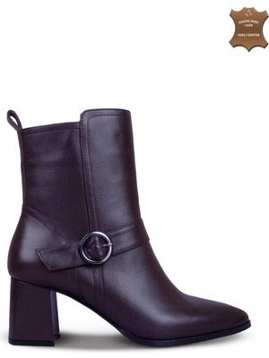 7AdımdaAşk Kadın Topuklu Bot Hakiki Deri Ayakkabı 084K25K11309