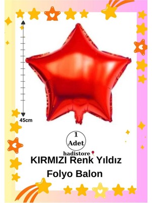 Yıldız Folyo Balon 1 Adet Kırmızı Renk 45CM (18'') Balon Helyum Uyumlu Doğum Günü-Özel Gün Balonu