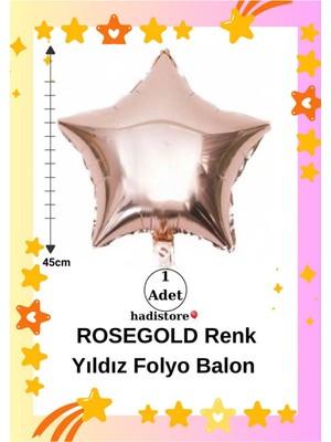 Yıldız Folyo Balon 1 Adet Rosegold Renk 45CM (18'') Balon Helyum Uyumlu Doğum Günü-Özel Gün Balonu
