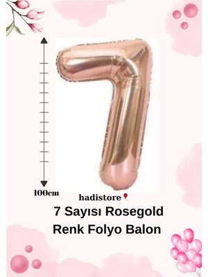Rosegold 100CM 7 Sayı Balon – Folyo Helyum Uyumlu Doğum Günü - Özel Gün Balonu
