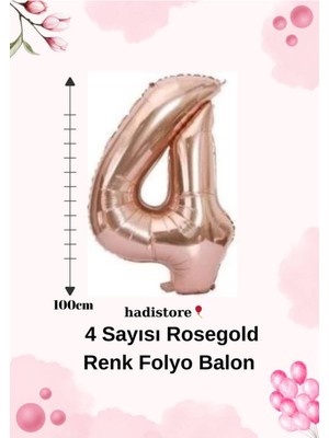 Rosegold 100CM 4 Sayı Balon – Folyo Helyum Uyumlu Doğum Günü - Özel Gün Balonu