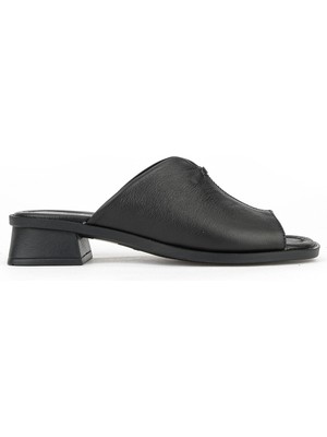 Ziya, Kadın Hakiki Deri Topuklu Terlik 1611020Z6189 Siyah