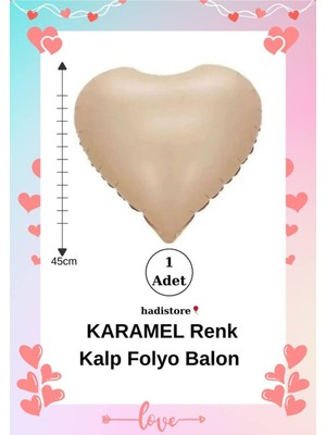 Kalpli Folyo Balon 1 Adet Karamel 45CM (18'') Kalp Balon Helyum Uyumlu Doğum Günü-Özel Gün Balonu