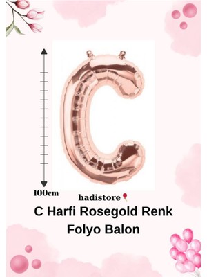 ROSEGOLD100CM Folyo C Harf Balon Helyum Balon-Doğum Günleri Özel Günler Için