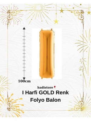 Gold 100CM Folyo I Harf Balon Helyum Balon-Doğum Günleri Özel Günler Için