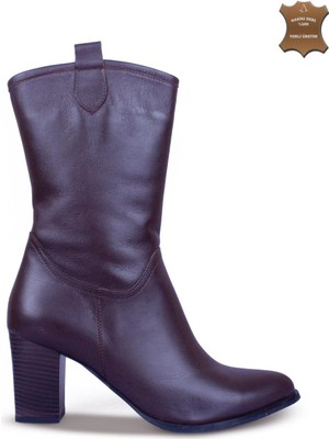 7AdımdaAşk Kadın Topuklu Bot Hakiki Deri Ayakkabı 074K24K11044