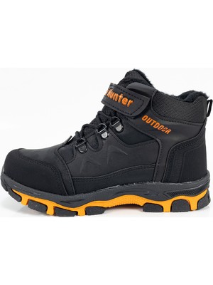 New Hunter Çocuk Erkek Siyah Oranj Su Geçirmez Fermuarlı Bot