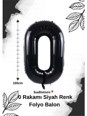 Siyah Renk 100CM 0 Sayı Balon – Folyo Helyum Uyumlu Doğum Günü - Özel Gün Balonu