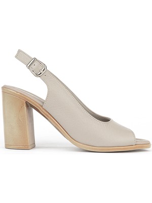 Ziya, Kadın Hakiki Deri Topuklu Sandalet 1611020Z1716 Silver