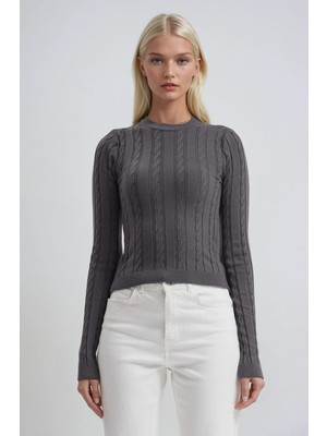 Lijuri Örgü ve Şerit Desenli Triko Kazak 1412