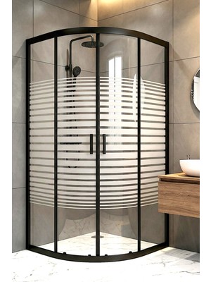 Durul Duşakabin Oval Siyah 5mm Çizgili Yükseklik 190 cm