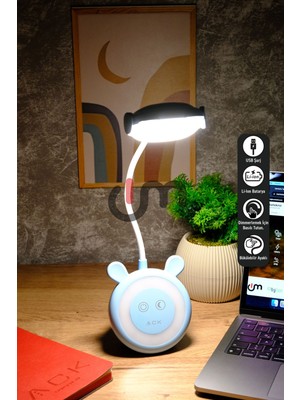 PremiumPort Şarjlı Dokunmatik LED Masa Lambası, Ayarlanabilir Işık, Gece Modu, Çocuk Odası