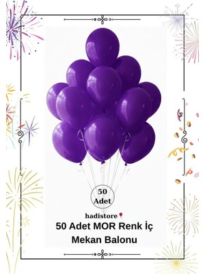 Mor 50 Adet 11-12” Iç Mekan Parti Balonu – Sağlığa Zararsız, Baby Shower, Nişan & Doğum Günü
