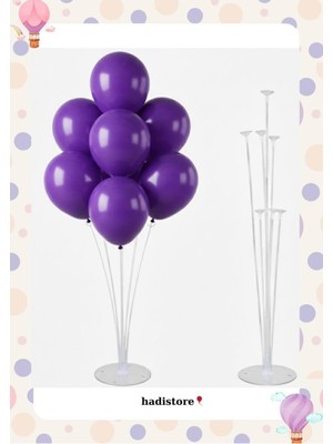 1 Adet 7’li Lüks Balon Standı + 7 Adet Mor Renk Iç Mekan Balon Set