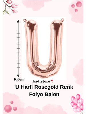 Rosegold 100CM Folyo U Harf Balon Helyum Balon-Doğum Günleri Özel Günler Için