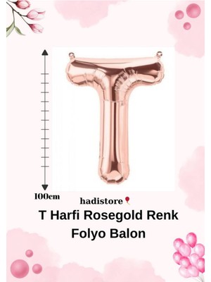 ROSEGOLD100CM Folyo T Harf Balon Helyum Balon-Doğum Günleri Özel Günler Için