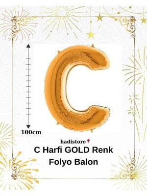 Gold 100CM Folyo C Harf Balon Helyum Balon-Doğum Günleri Özel Günler Için