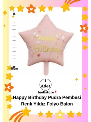 Yıldız Folyo Balon 1 Adet Doğum Günü 45CM (18'') Balon Helyum Uyumlu Doğum Günü-Özel Gün Balonu