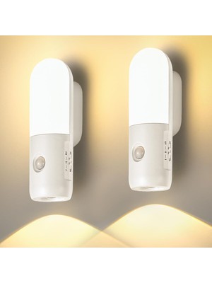 PremiumPort Kablosuz Hareket Sensörlü LED Gece Lambası, USB Şarjlı, Çok Yönlü Işık