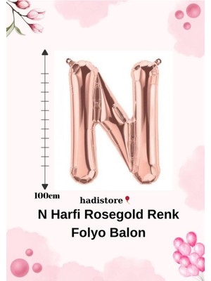 Rosegold 100CM Folyo N Harf Balon Helyum Balon-Doğum Günleri Özel Günler Için