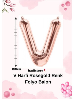 Rosegold 100CM Folyo V Harf Balon Helyum Balon-Doğum Günleri Özel Günler Için