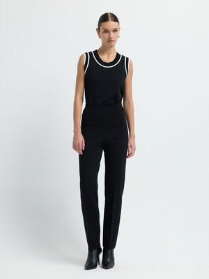 Adl Önü Düğmeli Triko Pantolon Siyah 15345587000