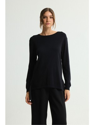 Tül Garnili Triko Bluz Siyah 115L9333000