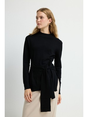 Bağlama Detaylı Triko Kazak Siyah 13944053000