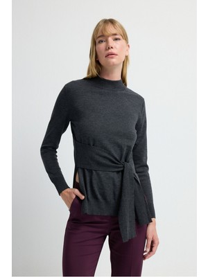 Bağlama Detaylı Triko Kazak Antrasit 13944053000