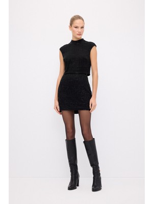 adL Işlemeli Mini Etek Siyah 12744621000