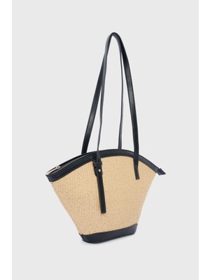 adL Hasır Sepet Çanta Siyah Kadın Şık Görünüm ve Ergonomik Tasarım ile Günlük Kullanım İçin