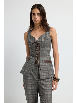 adL Deri Detaylı Yelek