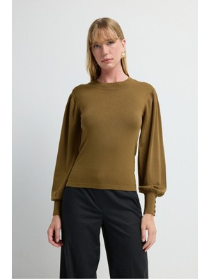 adL Karpuz Kollu Triko Kazak Tütün 13944048000