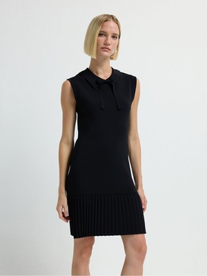 Adl Fiyonk Detaylı Triko Elbise Siyah 12445599000