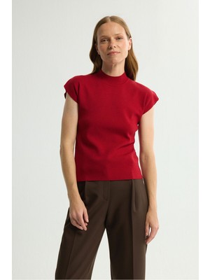 Boğazlı Kısa Kol Triko Kazak Bordo 139L9091000