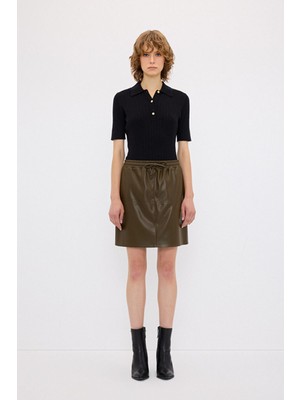 Beli Lastikli Deri Etek Olive 12743140001