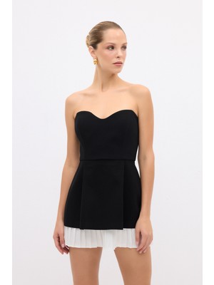 adL Etek Ucu Piliseli Elbise Siyah 12444015000