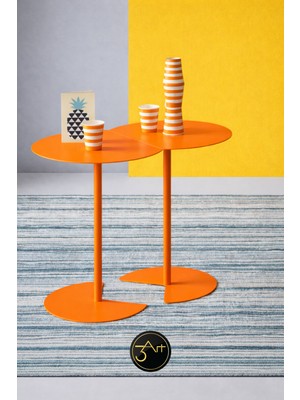 3art Metal Dekorasyon Modern Ikili Yan Sehpa Seti – Minimal Tasarım, Salon & Ofis Dekoru