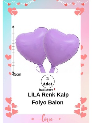 Kalpli Folyo Balon 2 Adet Lila Renk 45CM (18'') Kalp Balon Helyum Uyumlu Doğum Günü-Özel Gün Balonu