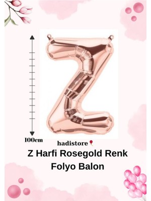 ROSEGOLD100CM Folyo Z Harf Balon Helyum Balon-Doğum Günleri Özel Günler Için