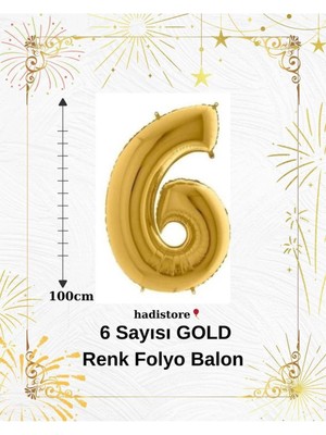 Gold 100 cm 6 Sayı Balon – Folyo Helyum Uyumlu Doğum Günü - Özel Gün Balonu