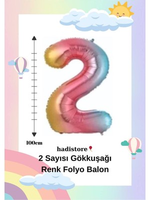 Gökkuşağı Renk 100CM 2 Sayı Balon – Folyo Helyum Uyumlu Doğum Günü - Özel Gün Balonu