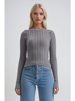 Lijuri Örgü ve Şerit Desenli Triko Kazak 1412