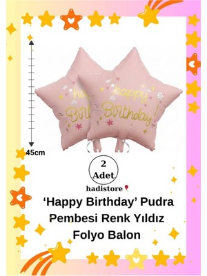 Yıldız Folyo Balon 2 Adet Doğum Günü 45CM (18'') Balon Helyum Uyumlu Doğum Günü-Özel Gün Balonu