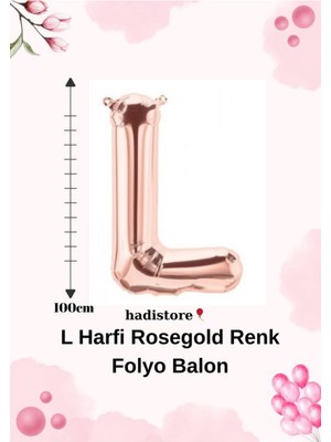 Rosegold 100CM Folyo L Harf Balon Helyum Balon-Doğum Günleri Özel Günler Için