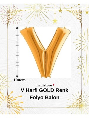 Gold 100CM Folyo V Harf Balon Helyum Balon-Doğum Günleri Özel Günler Için