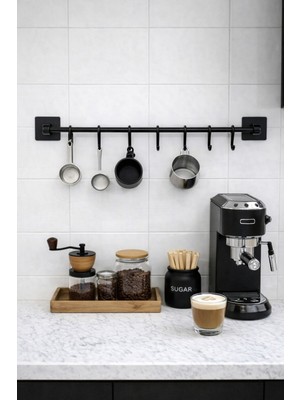 Karteya Vidalı Vidasız Monte Edilebilen 8 Kancalı Askı Mutfak Organizeri 50 cm