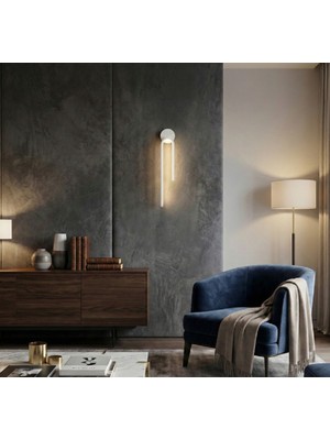 Acrolite Modern Duvar Aplik (Oturma Odası, Yatak Odası, Yemek Odası, Banyo, Kafe) L:50CM Beyaz 4000K