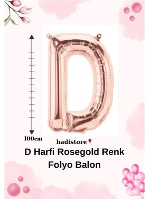 Rosegold 100CM Folyo D Harf Balon Helyum Balon-Doğum Günleri Özel Günler Için